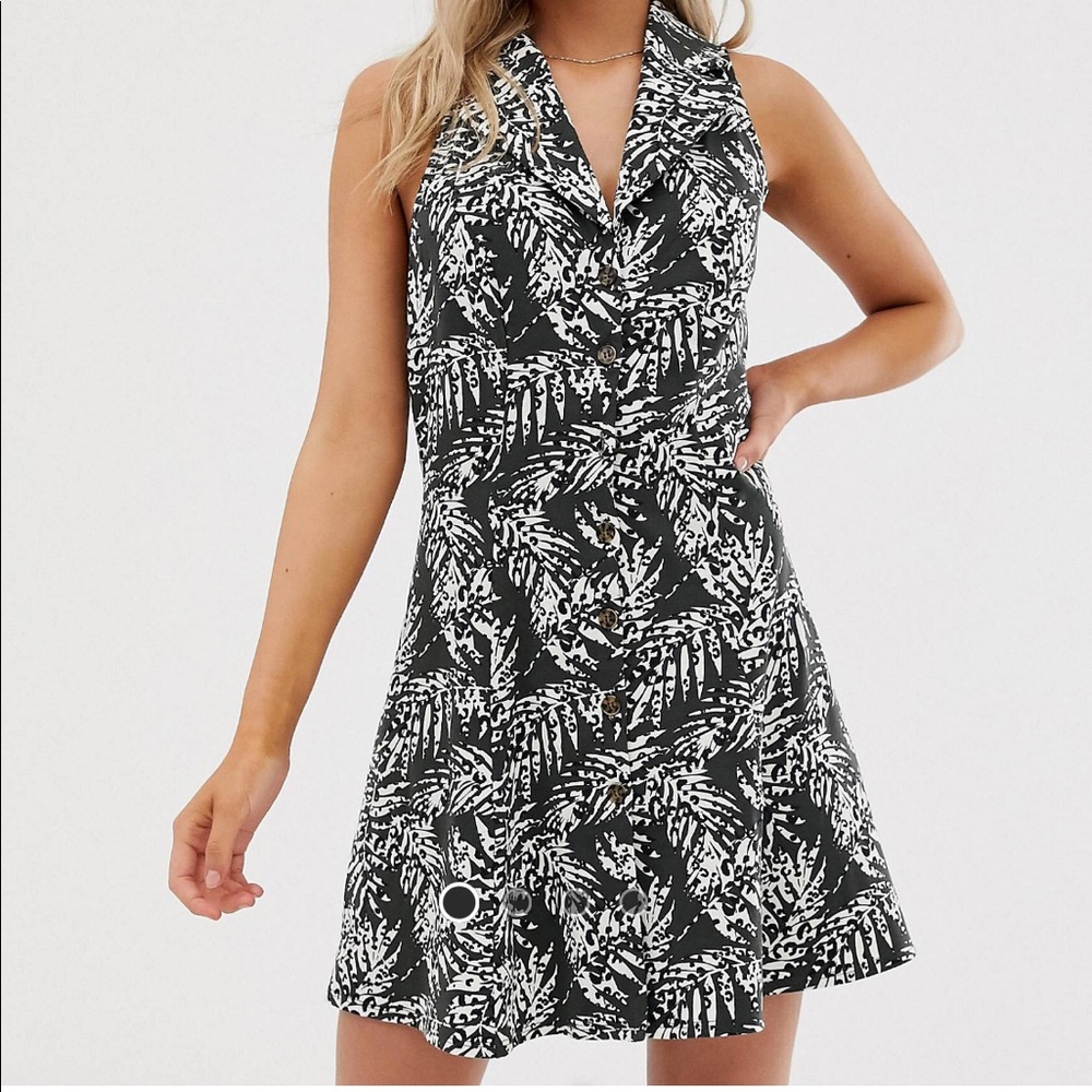 ASOS mini shirt sundress in palm print